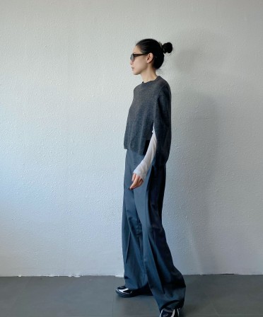 Grey Side Pleated Slack #250337
